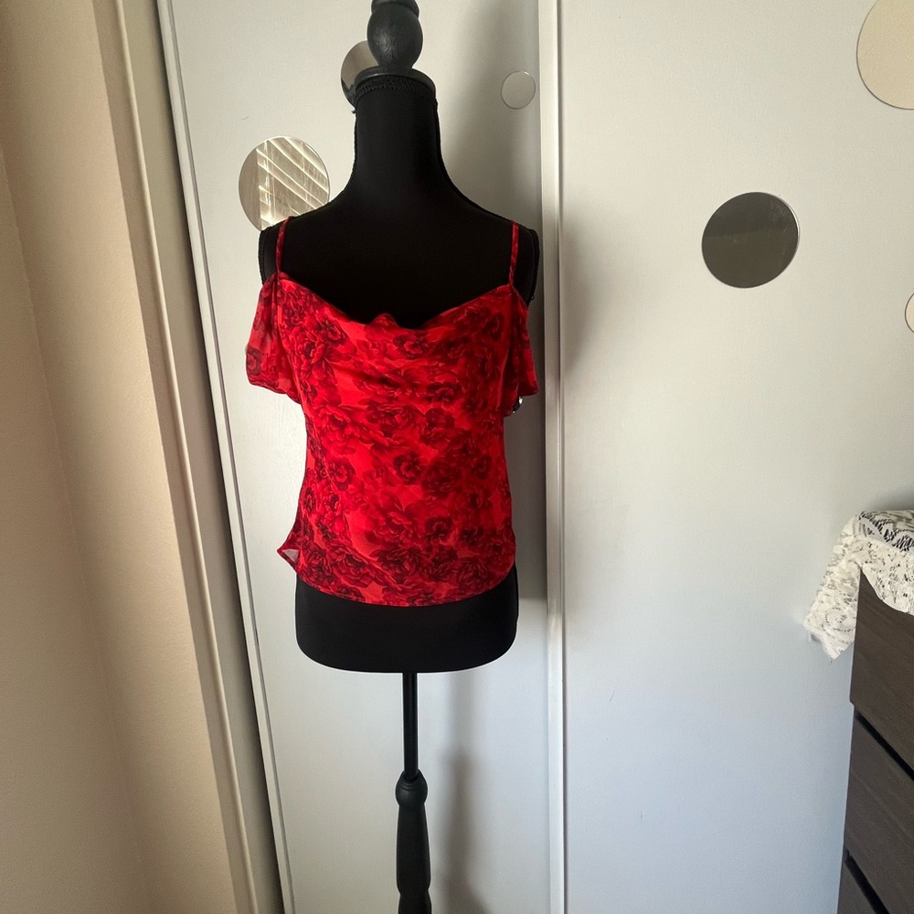 Red Ruffled Crop Camisole